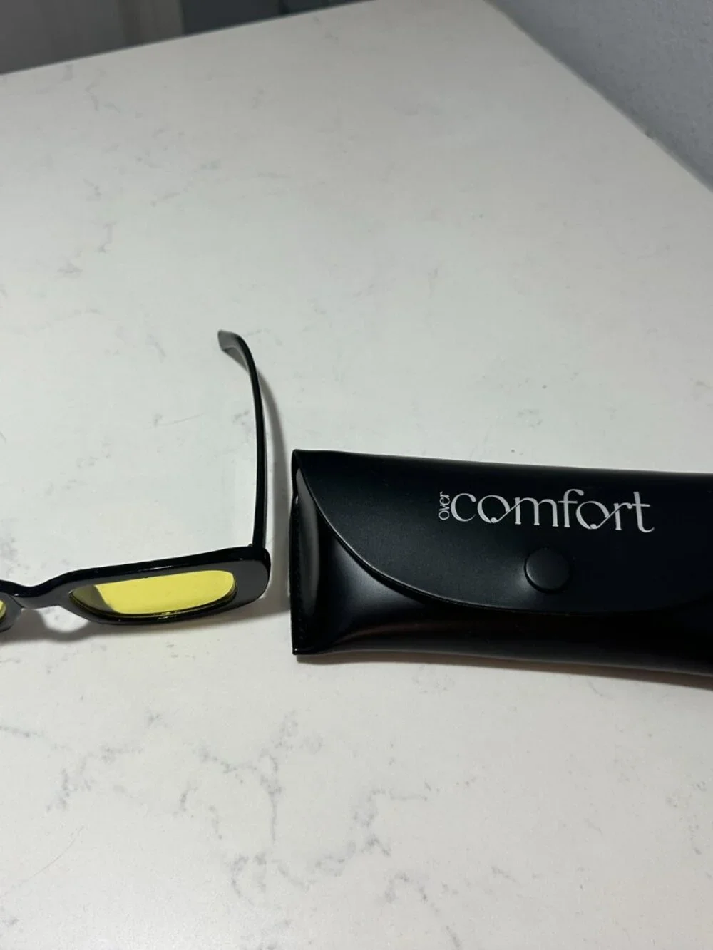 Comfort Yellow Lens Sunglasses Black Rectangle Frames UV400 w/ Case Unisex